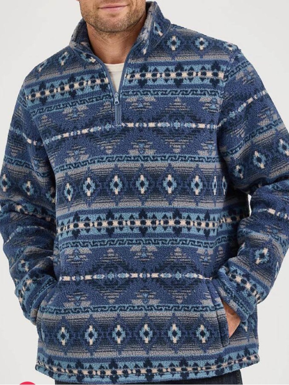 Wrangler Mens Heavyweight Quarter-Zip Vintage Indigo NWT size XL